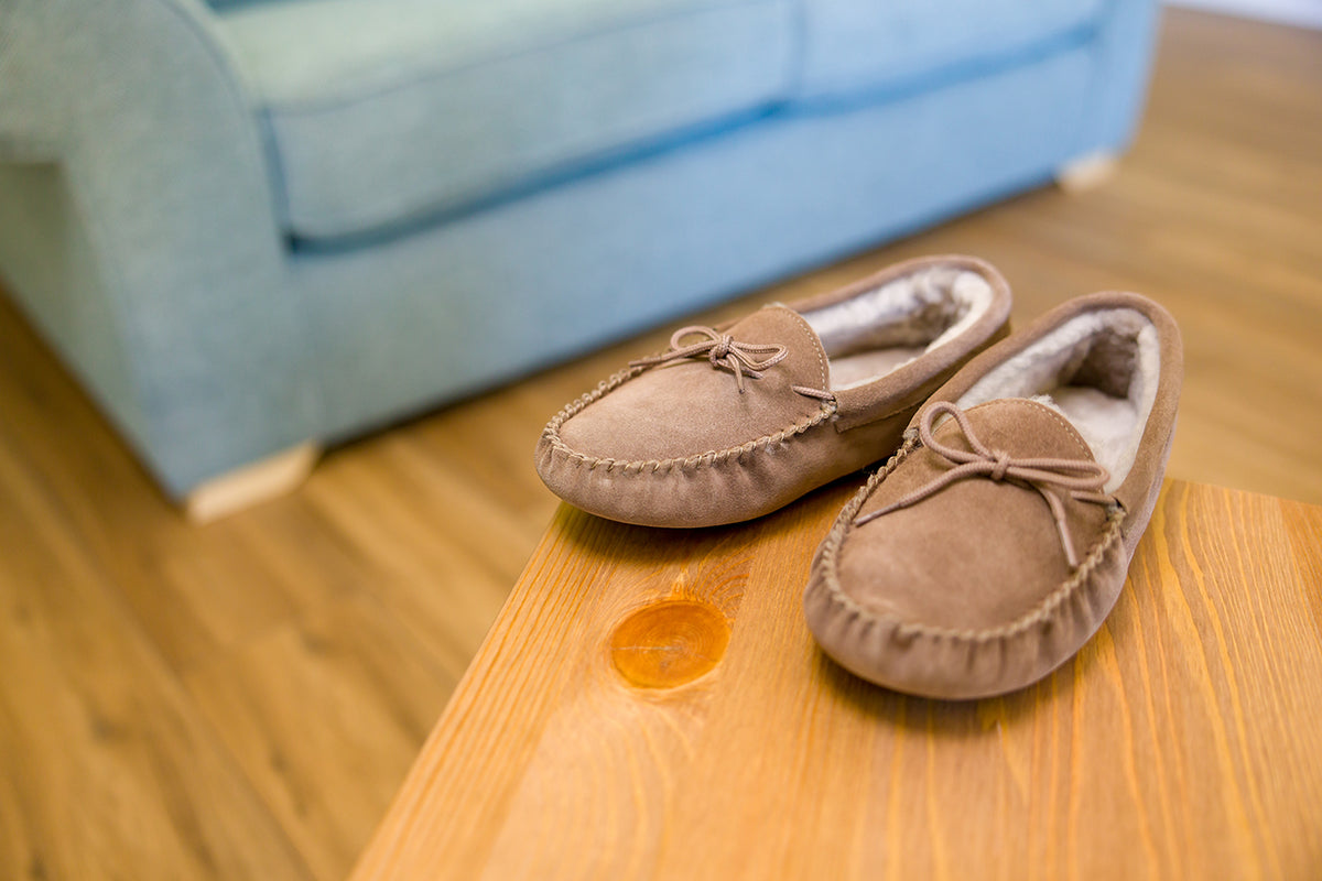 Shearling Moccasins â Natural & Trendy Footwear for Men