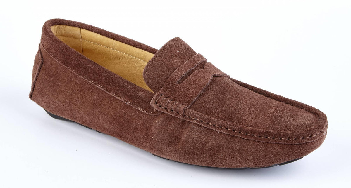 Mens Chocolate Suede Loafers | Mens Suede Slip-Ons 