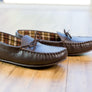 MICHAEL Mens Leather Moccasin Slippers