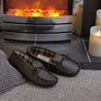 MICHAEL Mens Leather Moccasin Slippers