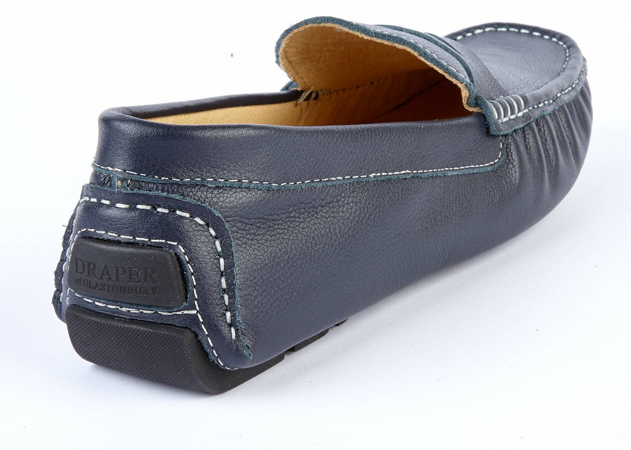NAVY LEATHER DRIVING SHOE