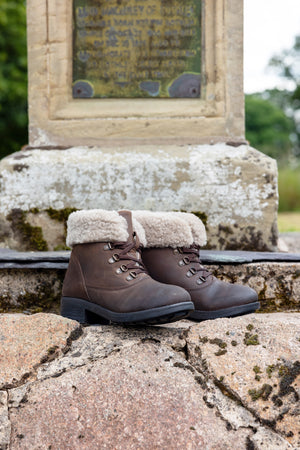 Stowe | Womens Leather Shearling Boots | Brown