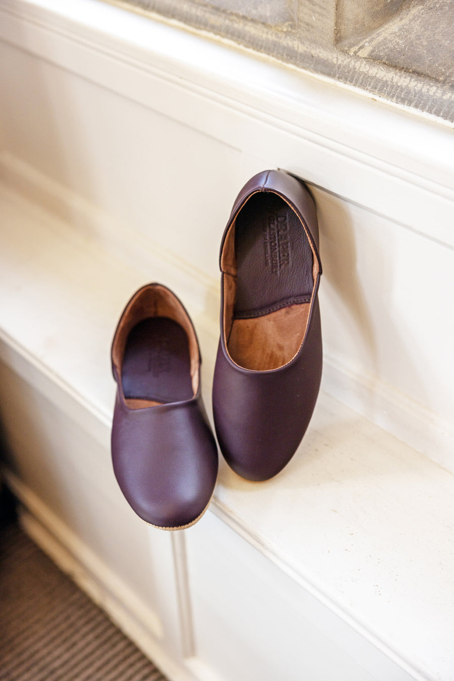 mens leather dress slippers Men's Wine Draper Leather Slippers - Size 10.5