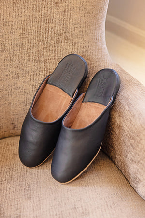 WILLIAM Mens Leather Mule Slippers