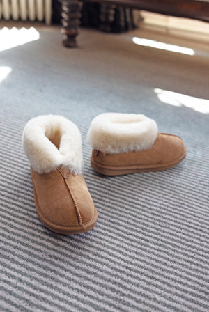 CAMILLA Womens Shearling Bootie Slippers