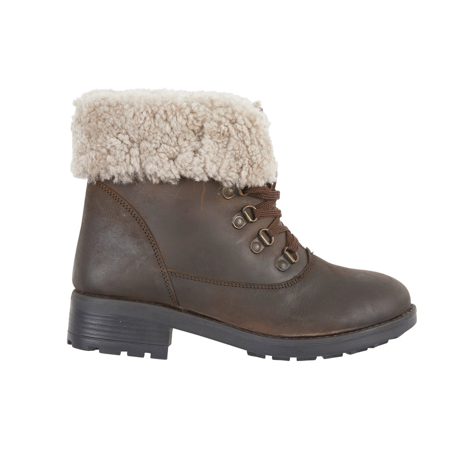 womens lined dress boots Stowe | Womens Leather Shearling Boots | Brown