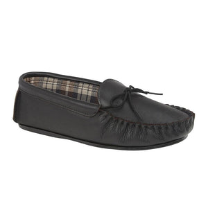 MICHAEL Mens Leather Moccasin Slippers