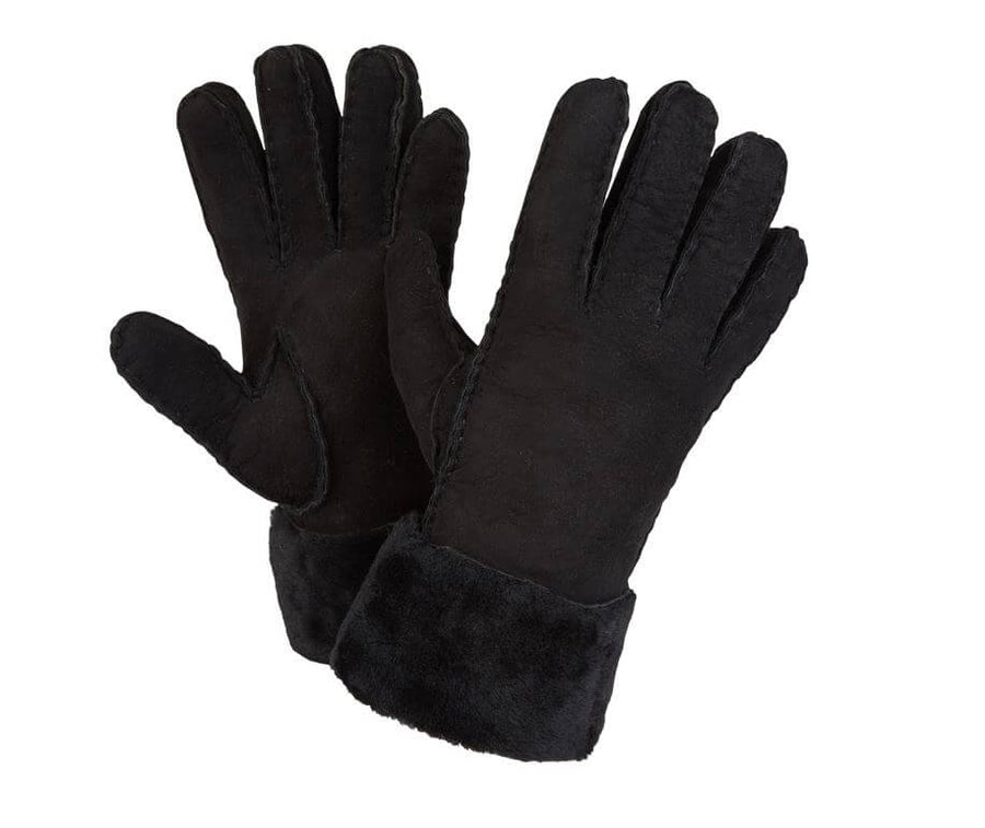 shearling handschuhe Shearling Cuff Gloves | Long Lambskin Gloves | Black Suede