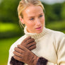 SHEARLING CUFF GLOVES BROWN