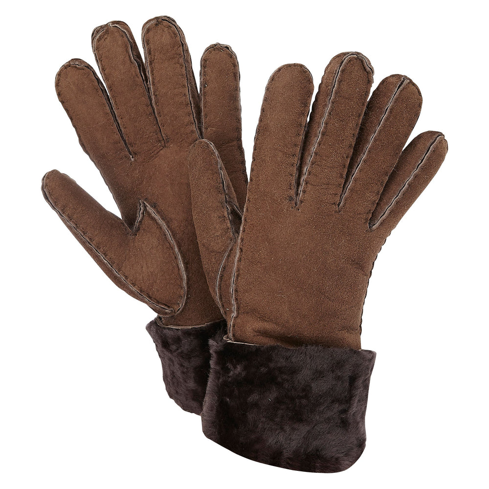 SHEARLING CUFF GLOVES BROWN